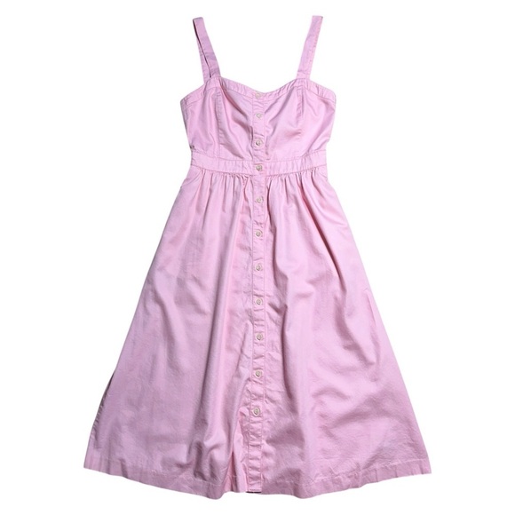 Madewell Pink Button Down Fleur Bow Back Midi Dress Womens US 4 - Picture 2 of 9